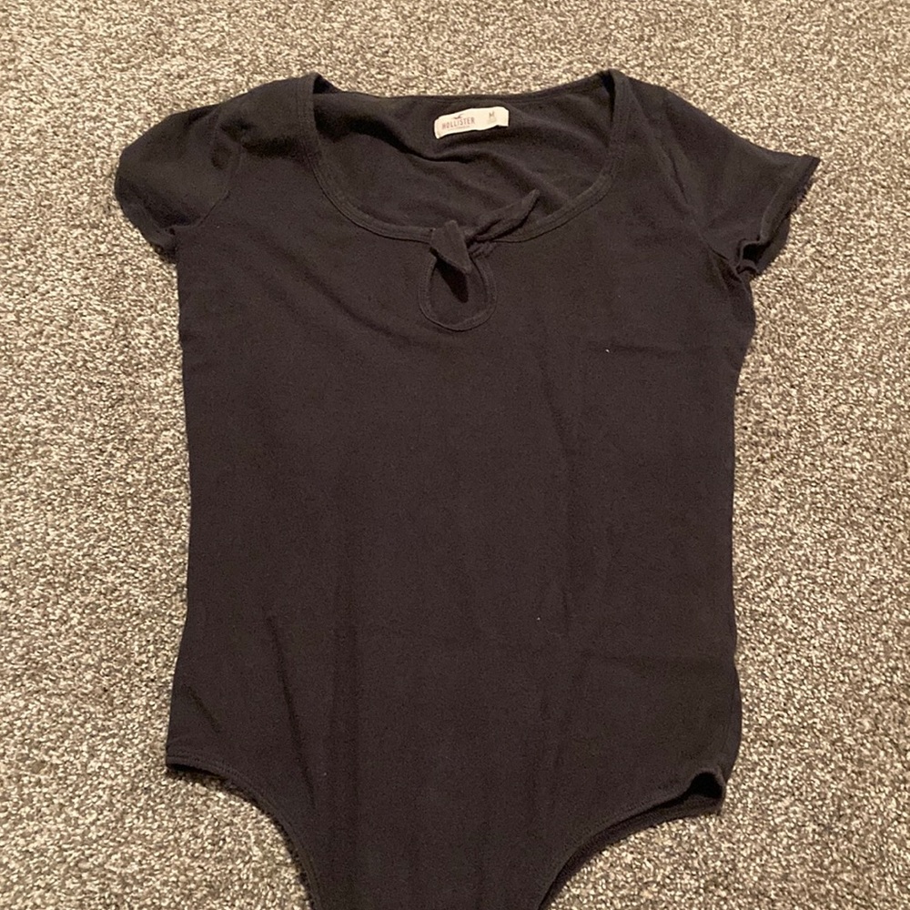 Charlie Holiday Black Fitted Tie Front Bodysuit